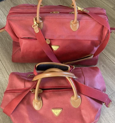 JUMP  Luggage UPPSALA Carry-On Duffel Bag Travel Set/2 RED Sueded Canvas Leather - Image 1 of 4