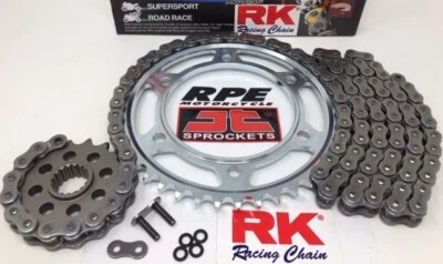 Kit de cadena y piñones cromados rápidos 15/41 Yamaha YZF-R1 RK ZXW 525 2015-2025 Foto 1 de 4