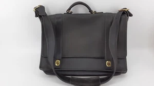 Coach Vtg 90's Essex Black Full Grain Leather Turnlock "Essex" Briefcase #5274 - Picture 1 of 12