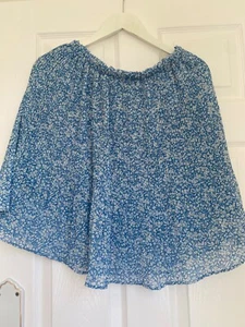 Mango Elasticated Pleated Blue Short Skirt Size Medium worn once - Picture 1 of 2