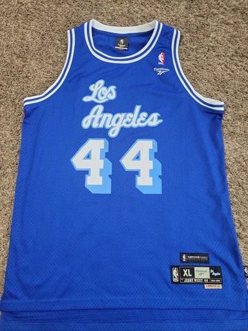 Sewn Los Angeles Lakers Reebok Hardwood Classics Jerry West 44 Jersey Sz Mens XL Cover