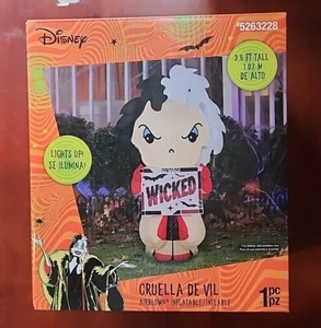 Disney Cruella de Vil Schurken Halloween luftgeblasene aufblasbare Lichter 3,5 Fuß hoch - Bild 1 von 7