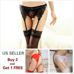 Sexy Women's Lace Garter Belt Thigh-Highs Stockings Set Type A - Picture 1 of 12
