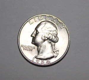 1964 U.S. SILVER WASHINGTON Quarter BRILLIANT LUSTER UNCIRCULATED GREAT COIN - Picture 1 of 2