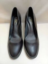 Marks & Spencer Collection Leather Mid Block Heel Courts  - Black - Size 8