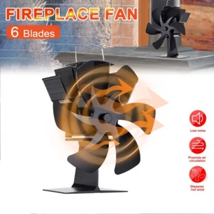 Wood Stove Fan 6-Blade Fireplace Fan for Wood Burning Stove Heat Powered fan NEW - Picture 1 of 12