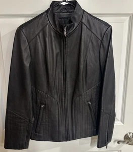 Wilson's schwarze Echtlederjacke mit Reißverschluss - Damen Medium Reißverschluss Damen M - Bild 1 von 8