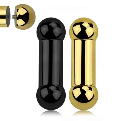 12G to 00G PVD Plated Internal Threaded Straight Barbells Tongue Ring Sold Each - Image 1 of 4