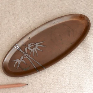 Heintz Sterlingsilber Bambus Schale Bronze Kunsthandwerk Schreibtisch Tablett Schmuck Waschtisch - Bild 1 von 18