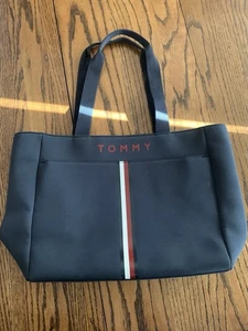 Tommy Hilfiger Canvas Navy Tote Purse - Picture 1 of 5