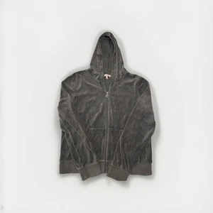 Juicy Couture Velour Tracksuit Jacket Size XL Gray Hooded Drawstring Y2K - Picture 1 of 14