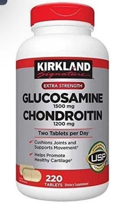 Kirkland Extra Strength Glucosamina 1500mg Condroitina 1200mg Sulfato 220 tabs Foto 1 de 2