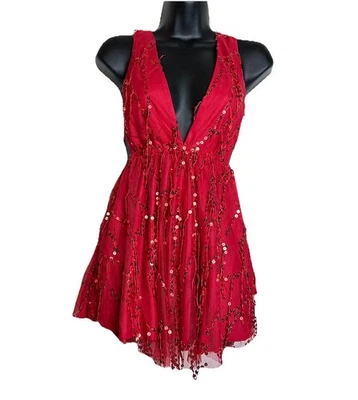 Mini Vestido Hello Molly PRUEBA TU SUERTE Lentejuelas Rojo NUEVO Fiesta Evento Talla EE. UU. 2 Foto 1 de 4