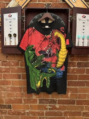 Camiseta de fantasía gráfica Fruit Of The Loom Dragons 1994 vintage años 90 para hombre XL Foto 1 de 4
