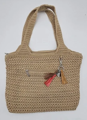 The Sak Women's Casual Classics Bamboo Beige Crochet Shoulder Bag Tote NWOT - Image 1 of 4