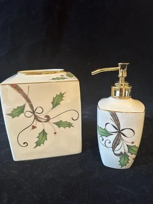Lenox Dimension Collection Holiday Nouveau SOAP/LOTION Dispenser Pump Gold Rim - Image 1 of 4