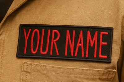 ADULT Custom Ghostbusters Embroidered Name Tag Patch [IRON-ON] -- YOUR NAME - Image 1 of 4