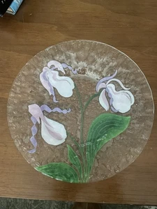 Ann C Ross Fused Glass Floral Plate signed 10 In - Picture 1 of 4