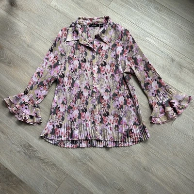 Top arrugado vintage Milano para mujer talla XL floral rosa bosque hada manga acampanada Foto 1 de 4