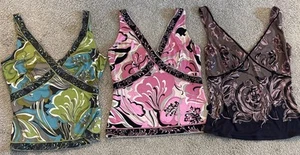 Lot Of 3 Women’s Ellie Tahari Sleeveless Blouses 100% Silk Size Medium  - Picture 1 of 13