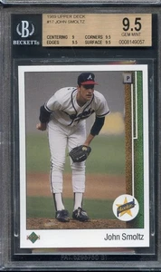 Upper Deck 1989 #17 John Smoltz BGS 9.5 HOF Atlanta Braves 4907 - Foto 1 di 2