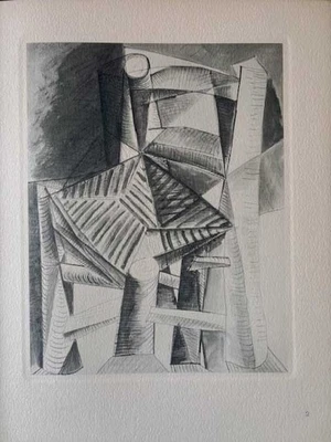 Pablo PICASSO : composition cubiste, eau-forte 1952 - Photo 1/4