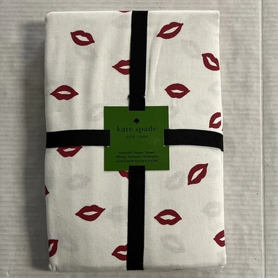 Kate Spade New York Tablecloth White Red Lips Valentines Love Engagement 60x84 - image 1 of 4