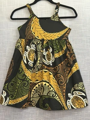 Vestido Solero Vintage E & K Moda Hecho/Hawaiano Niñas 7 Luau Boda Hawaiano Foto 1 de 4