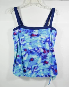 Traje de baño Tankini Maxine of Hollywood azul inalámbrico dobladillo elástico talla 12 - Imagen 1 de 3