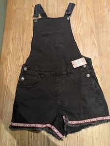 Denim & Co. Dungaree Short dungarees Patterned Hem Girls 14-15 Size 8 BNWT - Picture 1 of 7