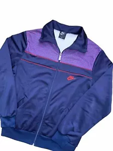VTG 1980's Nike Blue Tag Track Jacket Grid Made In UK OG Rare Coat Full Zip 80s - Picture 1 of 9