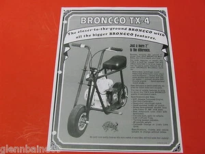 WOW! Vintage BRONCCO MINIBIKE TX/4 DEALER SHEET REPRODUCTON - Foto 1 di 1