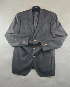 Dolce Gabbana Mens Striped Wool Blazer Jacket Black Large 54R - Made In Italy - Picture 1 of 12