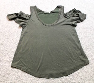 Sienna Sky Cold Shoulder T-Shirt Women's XS Green Short Sleeve - Picture 1 of 5