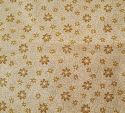 1 yd 33" Lazy Afternoon Unbranded Scroll Floral Ivory Beige Brown - Image 1 of 2