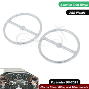 Chrome Front Speaker Trim Ring Cover For Harley 96-2013 Electra Street Tri Glide - Picture 1 of 12