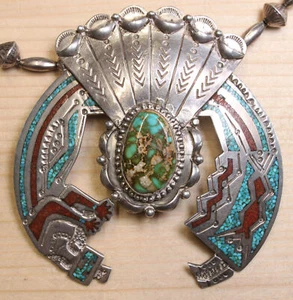 Sarah Duboise Navajo Sterling Koralle Türkis Chip Inlay Halskette DFDD CX103E - Bild 1 von 4