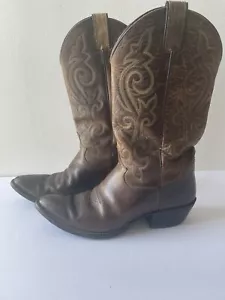 Men's Justin Apache 2252 Brown Leather Cowboy Biker Western Boots USA 9.5 D - Picture 1 of 7