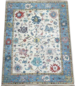 9X12 Ivory Oushak Hand-Knotted Wool Area Rug Oriental Carpet (9'1" x 11'5") - Picture 1 of 8