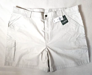 Pantaloncini LL Bean comodi in vita uomo 40 bianco sporco casual tasche cargo outdoor - Foto 1 di 7