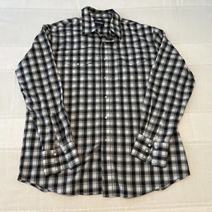 Wrangler Herren XL Hemd schwarz weiß kariert Perlen Druckknöpfe Langarm Cowboy Western - Bild 1 von 4
