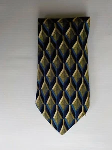 ERMENEGILDO ZEGNA Men's Geometric Print Silk Tie Made in Italy - Picture 1 of 3