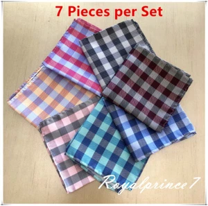 Formal 7 Color Vintage Plaids Checkers Handkerchief Pocket Square Party Wedding - Picture 1 of 1