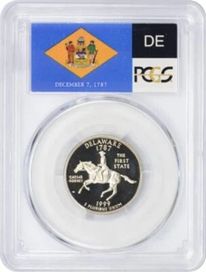 1999-S Flag Clad Delaware State Quarter DE PR70DCAM PCGS Proof 70 Deep Cameo - Picture 1 of 2