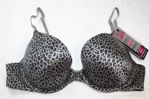 NWT MAIDENFORM push up BRA 9729  demi coverage GRAY LEOPARD PRINT 34D - Picture 1 of 6
