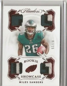 2019 Panini Flawless MILES SANDERS Rookie Showcase Ruby Quad Patch RC 7/15 RS-15 - Picture 1 of 1