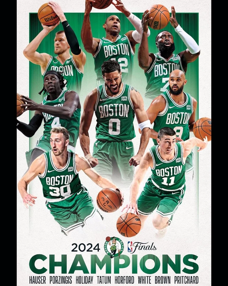 Foto 8x10 Boston Celtics 2024 NBA Campeones del Mundo Equipo Foto Foto 1 de 1