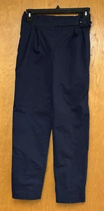 Zara Pants Kids Girls 13-14 Navy Blue Straight Leg Elastic Waist Pocket Belted - Picture 1 of 5