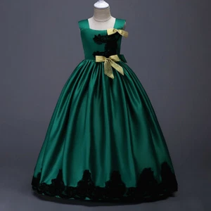 Kids Girls Bow Bridesmaid Dress Formal Prom Wedding Long Party Dresses Pageant - Picture 1 of 20