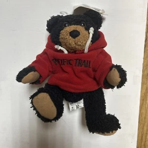 Curly Critters Plush Bears "Baxter" Black Bear w Red Pacific Trail Hoodie 10" Ca - Picture 1 of 6